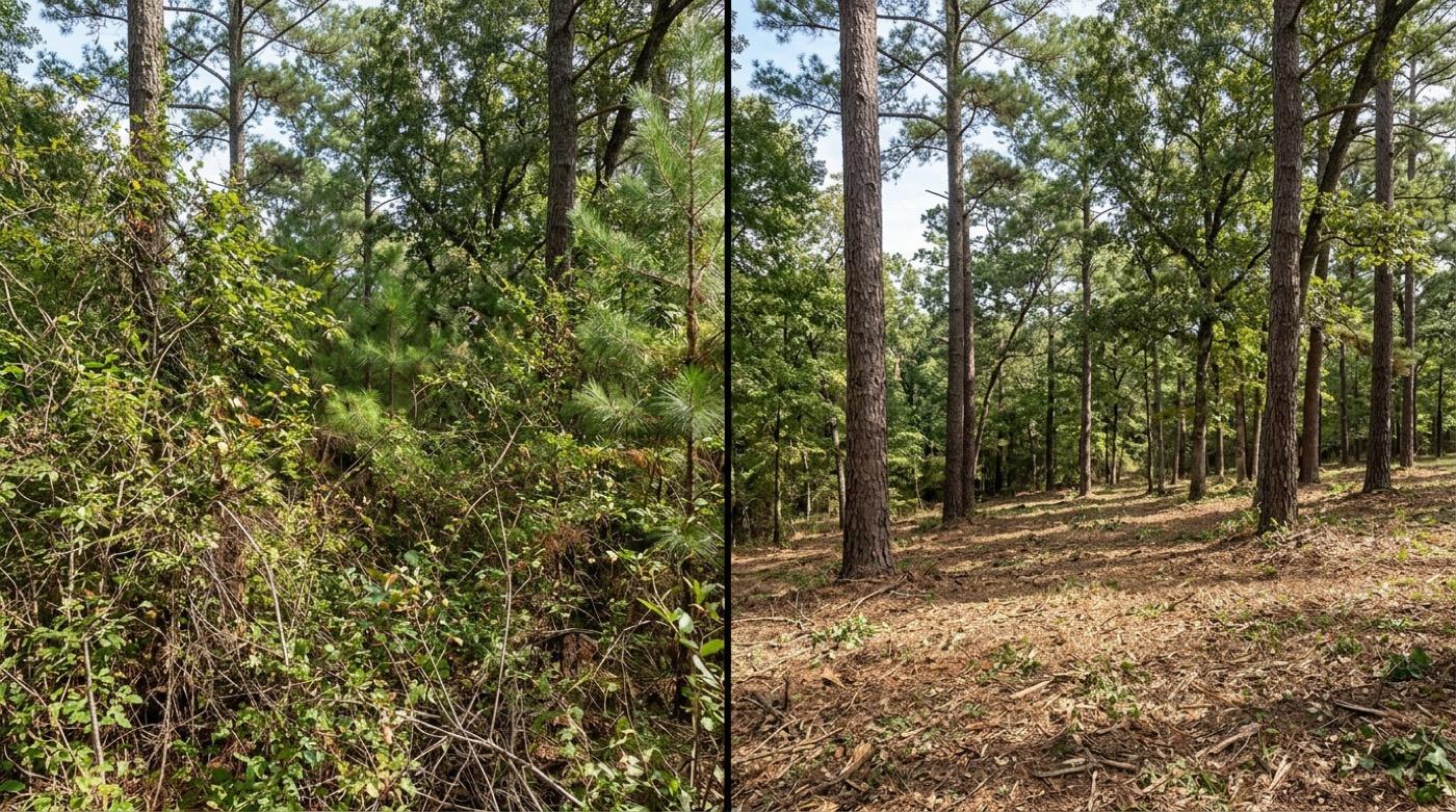 Brush pressure reduced without scraping the land bare before and after