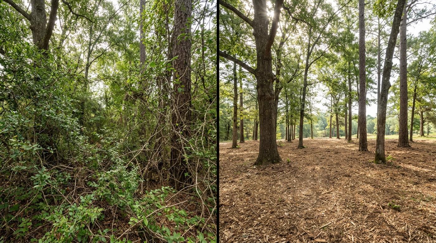 Sight lines restored under keeper trees before and after