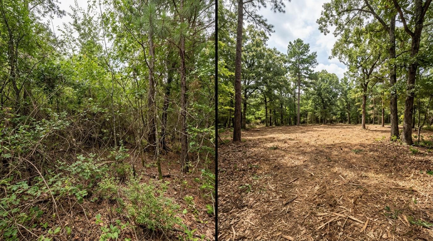 Build area organized with keeper trees protected before and after