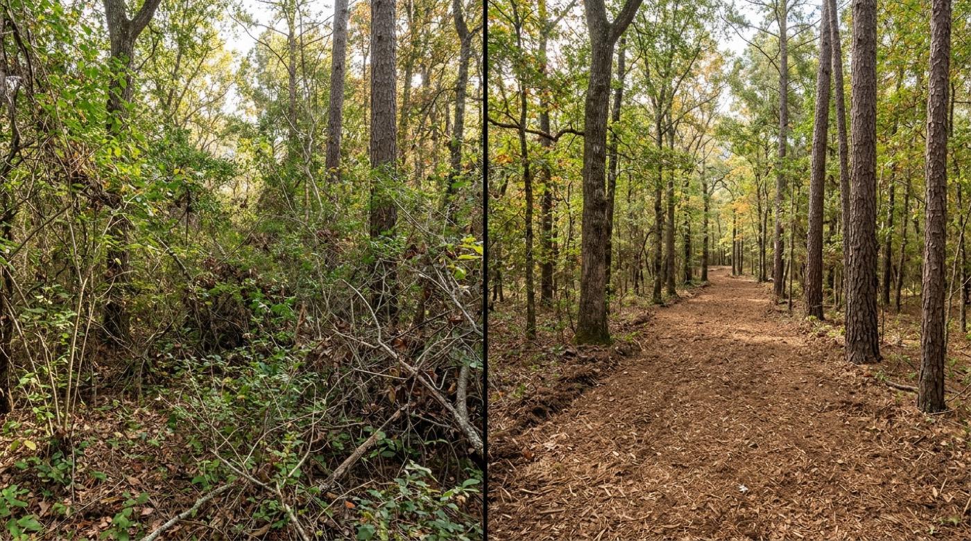 Practical trail system with a natural finish before and after